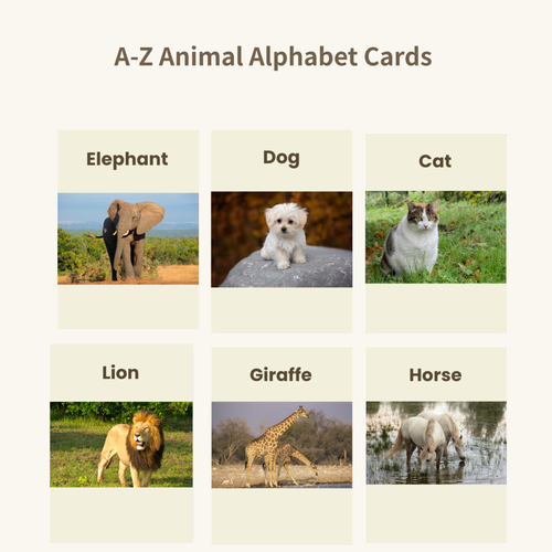 A-Z Animal Alphabet Flash Cards | Printable ABC Learning Cards | 26 Animals | Toddlers & Preschoolers | Instant Download
